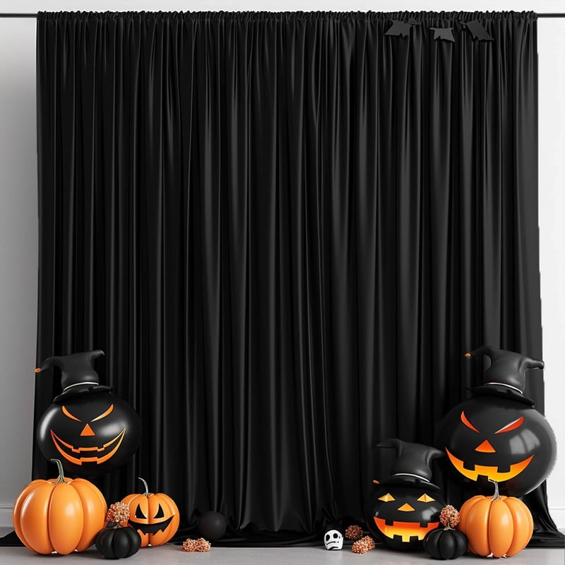 ESGOTBME 10x7ft Wrinkle Free Black Backdrop Curtain for Parties Soft Fabric Drapes Wedding Black Curtain Backdrop for Birthday Party Decorations Background for Photography 5x7ft, 2 Panels - Image 5