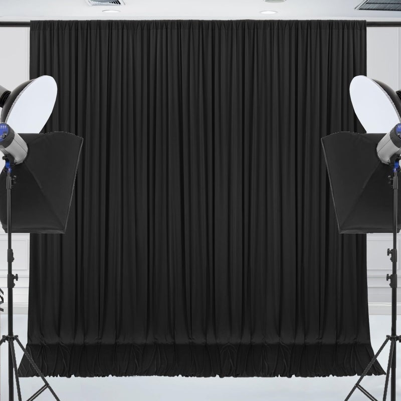 ESGOTBME 10x7ft Wrinkle Free Black Backdrop Curtain for Parties Soft Fabric Drapes Wedding Black Curtain Backdrop for Birthday Party Decorations Background for Photography 5x7ft, 2 Panels - Image 2