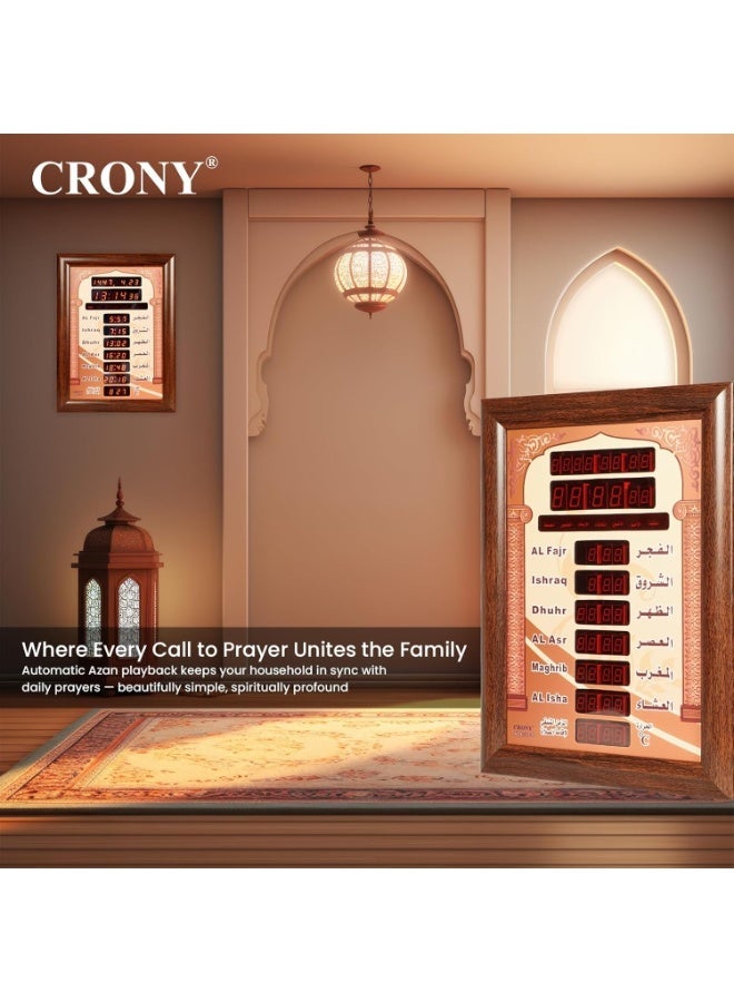 كروني ساعة أذان رقمية مع شاحن وجهاز تحكم عن بعد، ساعة مكتبية رقمية، ساعة حائط، ساعة إسلامية، ساعة صلاة بإضاءة LED للقراءة في المنزل/المكتب/المسجد، ساعة أذان رقمية/ساعة زينة فضية - Image 5