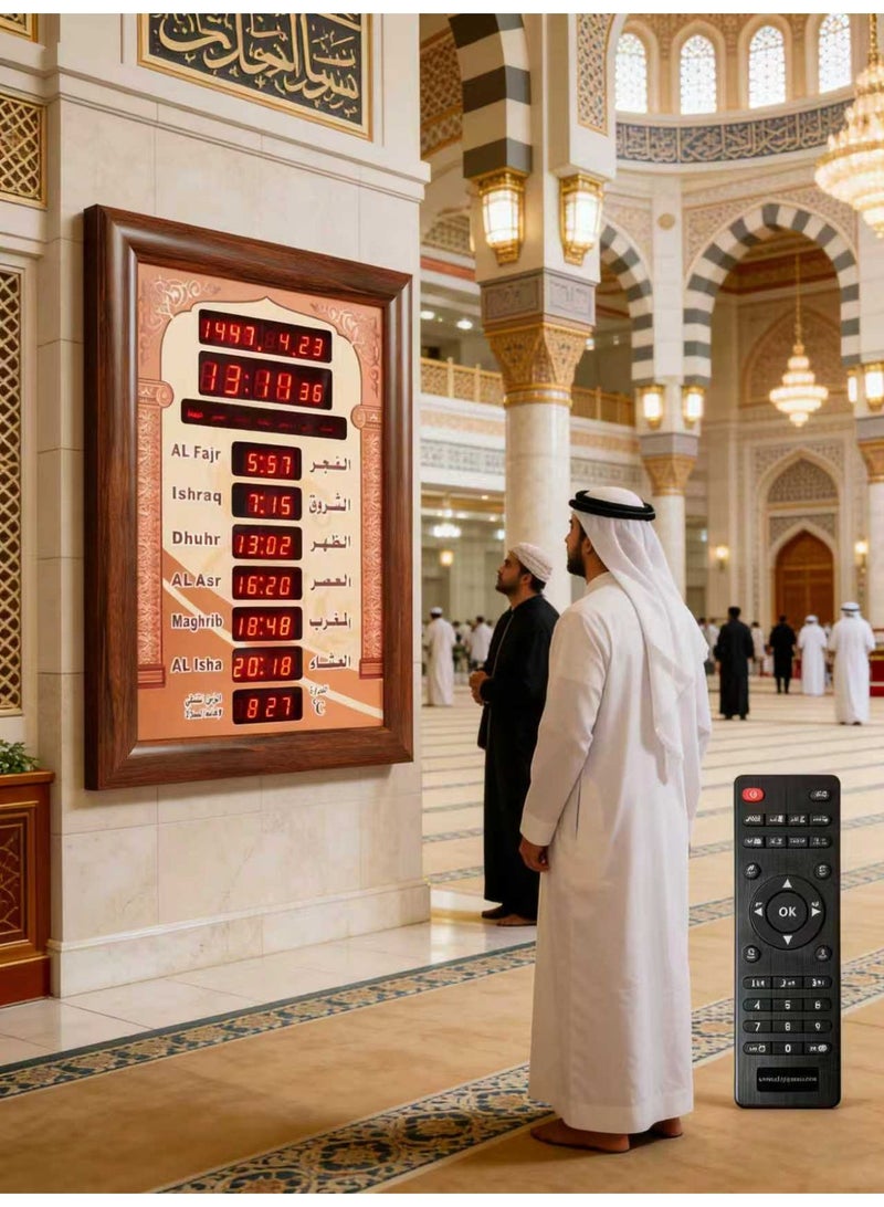AZ4030-6 AZAN Muslim Clock Islamic Wall Clock, Mosque Prayer Times Wall Clock, Masjid Clock with Complete Azaan 30x5x40cm - Image 3