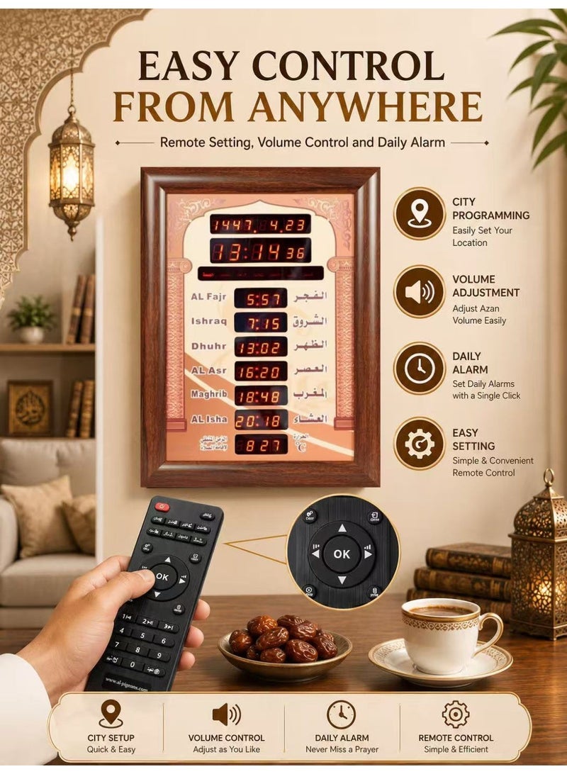 AZ4030-6 AZAN Muslim Clock Islamic Wall Clock, Mosque Prayer Times Wall Clock, Masjid Clock with Complete Azaan 30x5x40cm - Image 3