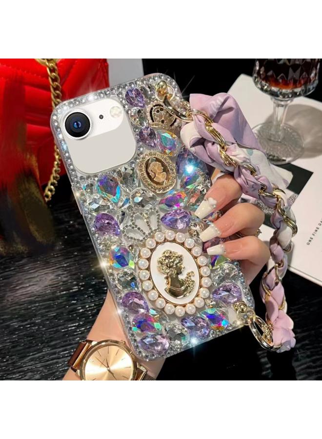 اس-توب جراب لهاتف iPhone SE 2022 / 7 / 8 مصنوع يدويًا من الألماس والأحجار الكريمة الأرجوانية على شكل وشاح وسوار جراب هاتف الكمبيوتر الشخصي - Image 1