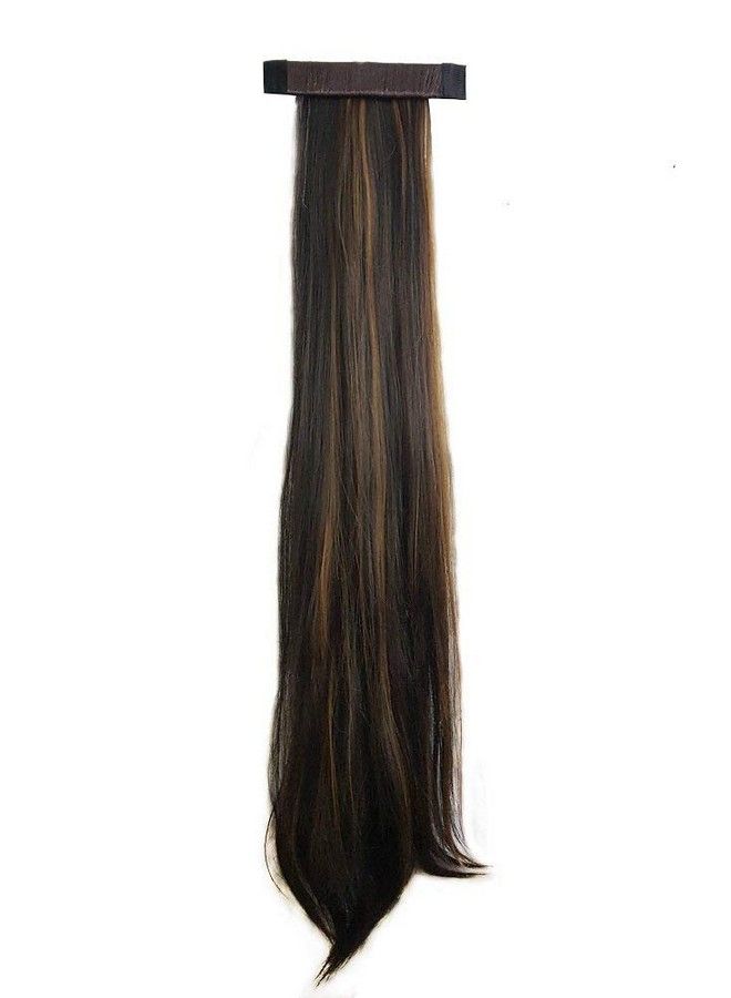 Foreign Holics Ponytail Extension Straight Nature Looking Heatresisting 26" Hair Piece Band (Brown With Golden Highlighter) - Image 1