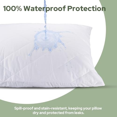 CoolShields Premium 100% Cotton Waterproof Pillow Protectors with Zipper, Breathable & Noiseless, Hypoallergenic Soft Skin-Friendly Surface for All-Night Comfort, Standard Size - 20”x26” (2 Pack) - Image 3