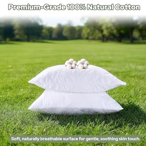 CoolShields Premium 100% Cotton Waterproof Pillow Protectors with Zipper, Breathable & Noiseless, Hypoallergenic Soft Skin-Friendly Surface for All-Night Comfort, Standard Size - 20”x26” (2 Pack) - Image 2