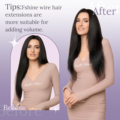 Fshine Black Wire Hair Extensions Real Human Hair Straight Wire Human Hair 18 Inch Invisible Clip ins Transparent Fish Wire Secret Hairpiece Layered Remy Hair 80G - Image 5