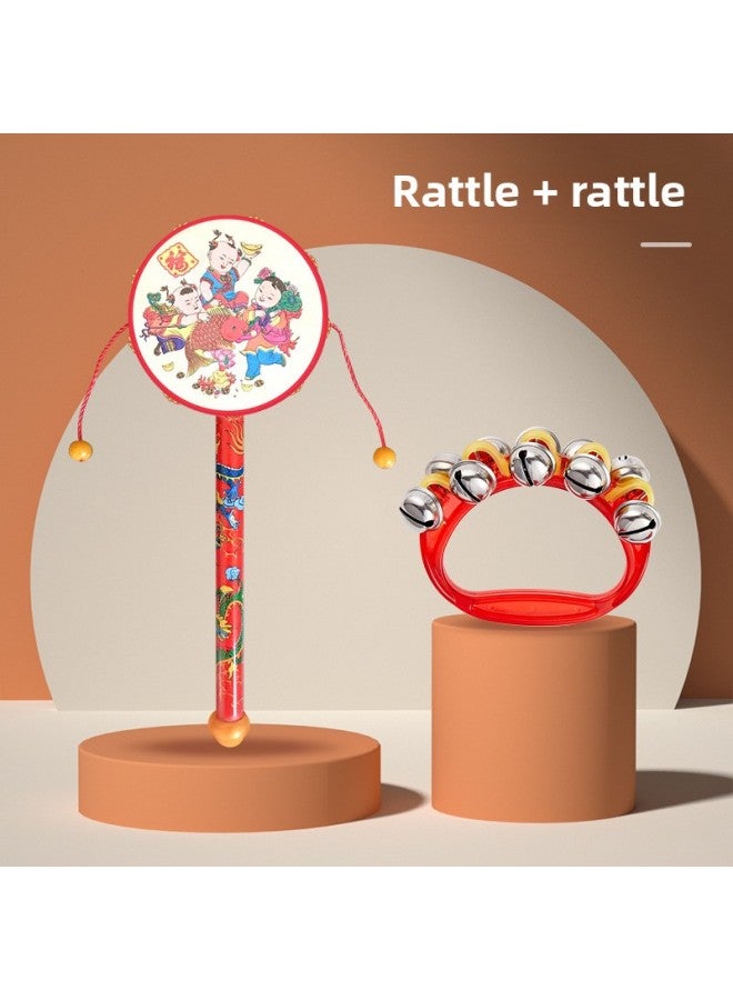 Baby Newborn Rattle Can Bite Baby Grip Training Toy Soothing Rattle Puzzle 0-6-12 Months-Color:Rattle + Hand Bell - Image 1