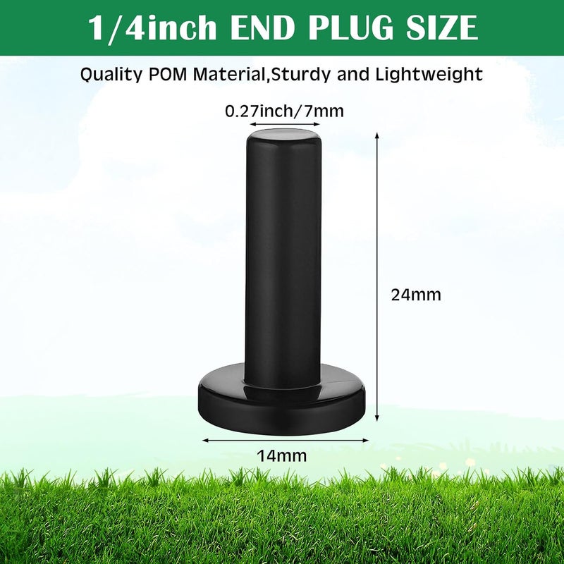 Glooglitter 30 Pcs 1/4" Drip Irrigation Tee Connectors for Tube Quick Connect Parts Fittings for 1/4 Inch(6.35mm) Irrigation Tubing or Sprinkler(Black,End Plug) - Image 2