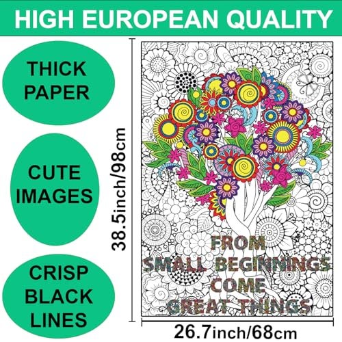 ALNETI Huge Coloring Posters for Adults and Kids - Large Wall Coloring Poster for Adults at Work Office Motivational - Giant Tree of Life for Classroom - Extra Large Adult Poster to Color Big Jumbo Size - Image 2