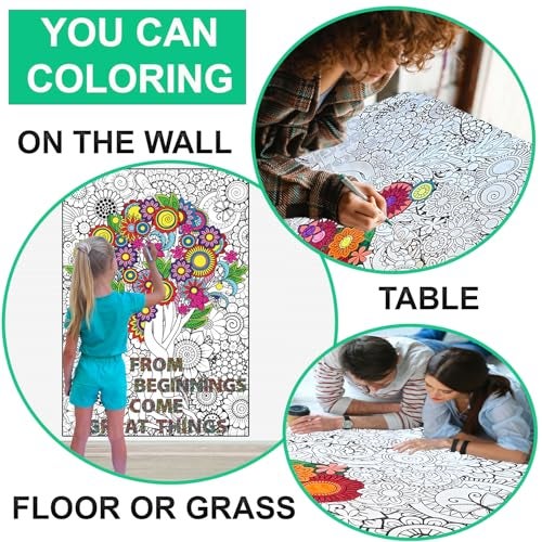 ALNETI Huge Coloring Posters for Adults and Kids - Large Wall Coloring Poster for Adults at Work Office Motivational - Giant Tree of Life for Classroom - Extra Large Adult Poster to Color Big Jumbo Size - Image 3