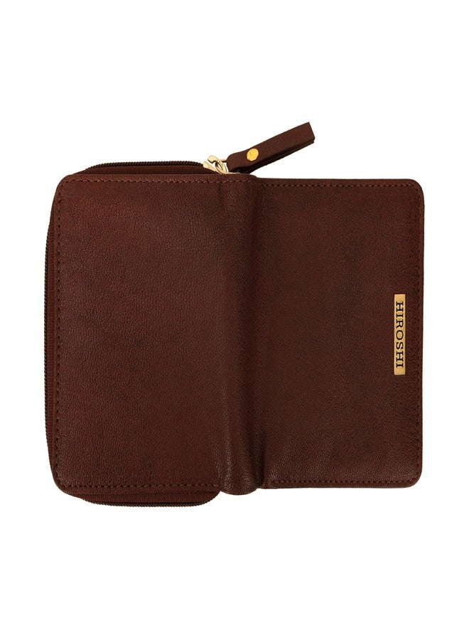 HIROSHI Genuine Leather Women Multipurpose Purse with Card Slots -Tan - Image 2