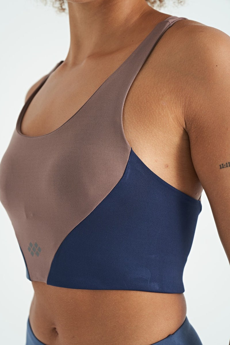 Tommy Life Dusty Rose Logo Printed Color Block Back Cross Detail Diving Fabric Women's Bustier - 97260 - Image 4