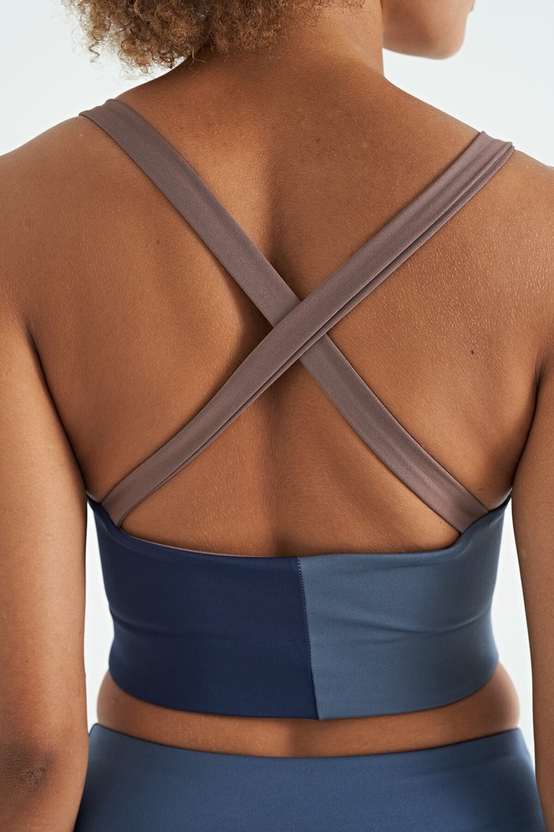 Tommy Life Dusty Rose Logo Printed Color Block Back Cross Detail Diving Fabric Women's Bustier - 97260 - Image 5