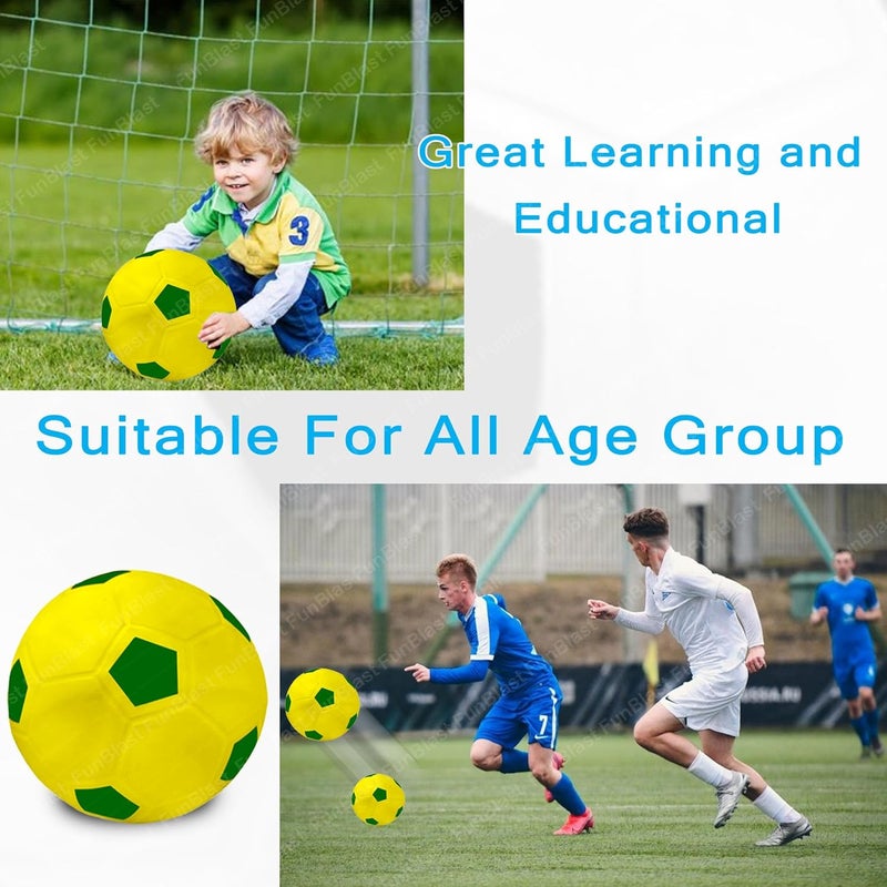 FunBlast كرة قدم للأطفال، كرة قدم ملونة بحجم 9 بوصات - لعبة رياضية من مطاط السيليكون مع قبضة إضافية، كرة شاطئية قابلة للنفخ، لعبة رياضية خارجية، كرة قابلة للنفخ للأطفال الأولاد من عمر 3 سنوات فما فوق (عبوة من 1) (صفراء) - Image 4