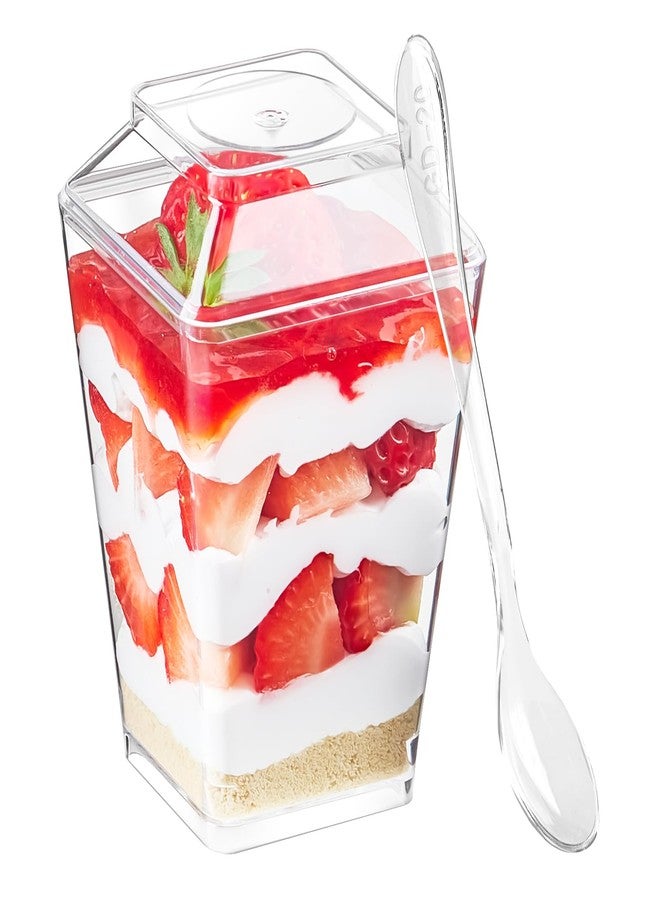 Qeirudu 50 Pack 5 oz Plastic Dessert Cups with Lids and Spoons, Banana Pudding Cups Mini Shooter Cups for Parfait Appetizer Fruit Mousse Jello - Image 3