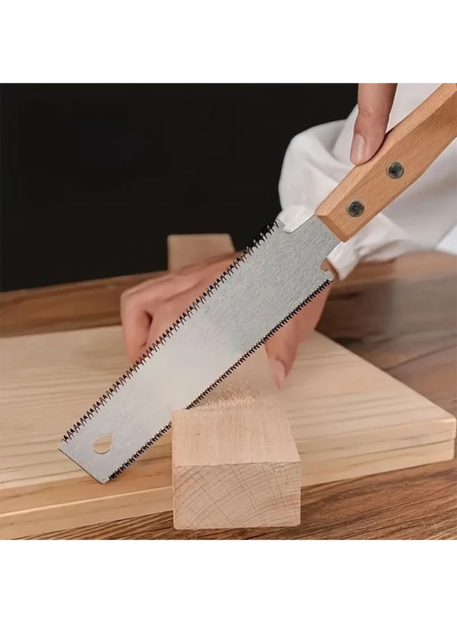 SK 5 High Carbon Steel Double Edged Saw Ergonomic Birch Wood Handle Lightweight Garden Pruning Tool For Woodworking Garden Maintenance Landscaping Durable Hand Saw Compact Design Robust Construction DIY Project Professional Use - Image 5