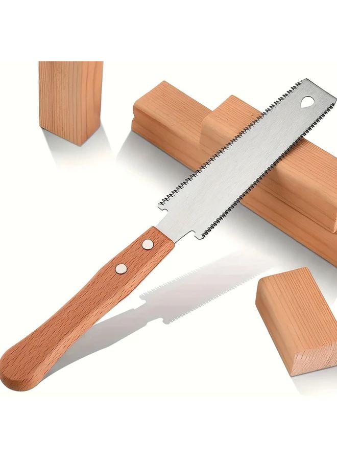 SK 5 High Carbon Steel Double Edged Saw Ergonomic Birch Wood Handle Lightweight Garden Pruning Tool For Woodworking Garden Maintenance Landscaping Durable Hand Saw Compact Design Robust Construction DIY Project Professional Use - Image 1