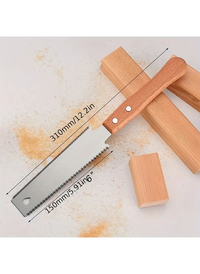 SK 5 High Carbon Steel Double Edged Saw Ergonomic Birch Wood Handle Lightweight Garden Pruning Tool For Woodworking Garden Maintenance Landscaping Durable Hand Saw Compact Design Robust Construction DIY Project Professional Use - Image 2