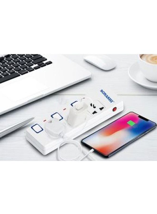 SONASHI 3Way Extension Socket with Independent OnOff Switch and Indicator Light  Overload Protection with 3M Copper AC Cord  Suitable for Home Appliances SES-803 White/Blue/Red - Image 3