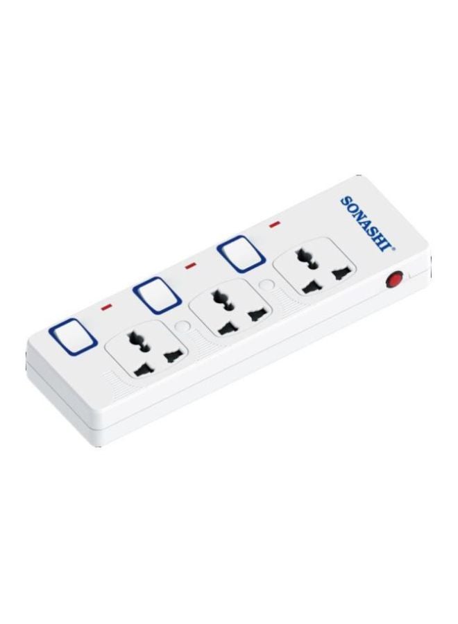 SONASHI 3Way Extension Socket with Independent OnOff Switch and Indicator Light  Overload Protection with 3M Copper AC Cord  Suitable for Home Appliances SES-803 White/Blue/Red