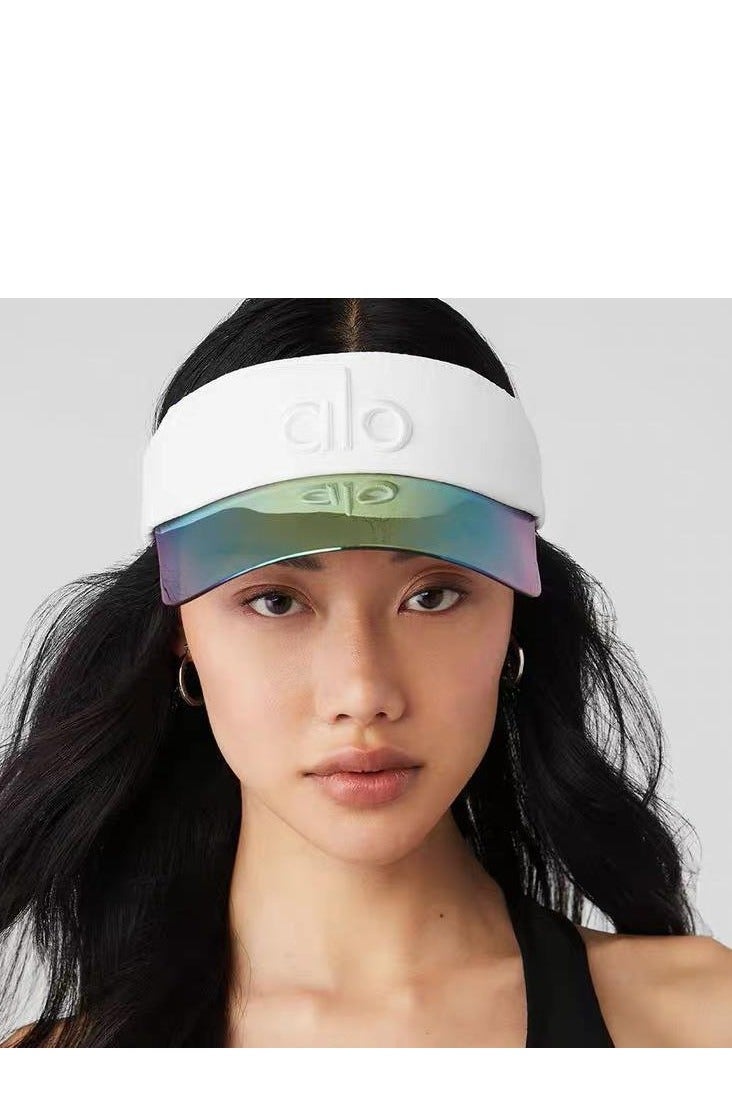 alo Women's Embroidered Sun Sports Visor Caps Empty Top Adjustable Ball Caps - Image 2