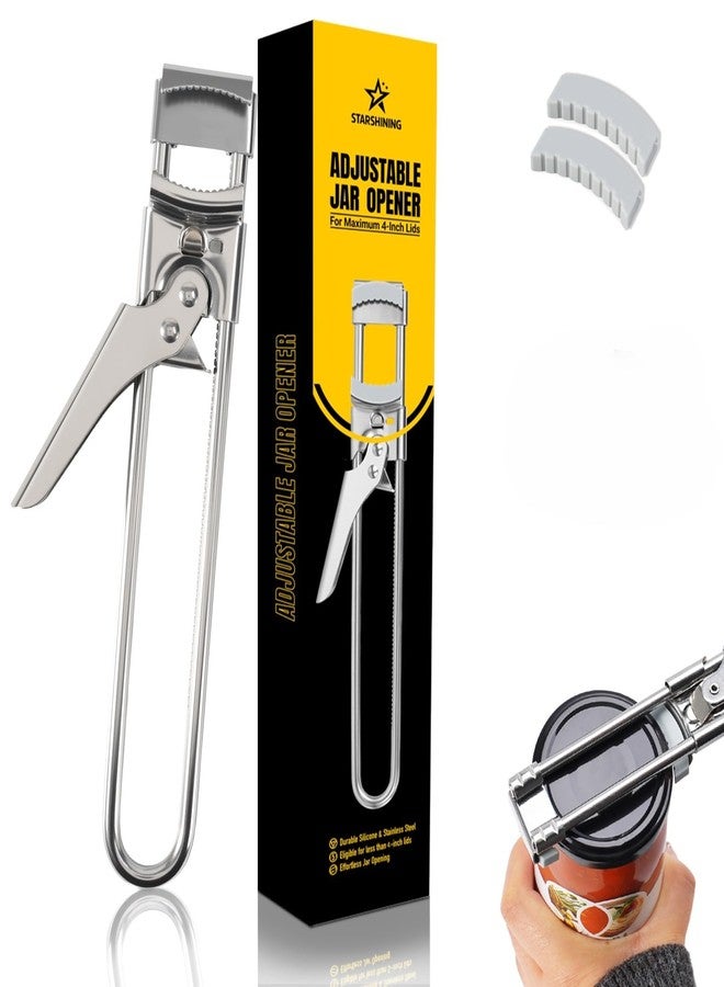 Starshining Adjustable Jar Opener –2026 Stainless Steel Can & Bottle Opener for Weak Hands Seniors Up to 4-Inch Lids,Optional Silicone - Image 1