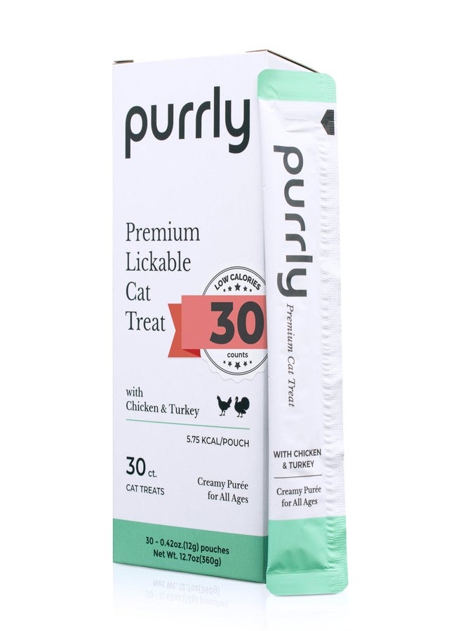 مكافآت Purrly التفاعلية القابلة لللعق للقطط، قليلة السعرات الحرارية، مصنوعة من صدور دجاج وديك رومي عالية الجودة، مع إل-لايسين وأستازانتين لتقوية المناعة (30 قطعة). خالٍ من المأكولات البحرية، مرطب، خالٍ من مادة BPA، مناسب لجميع الأعمار. - Image 1