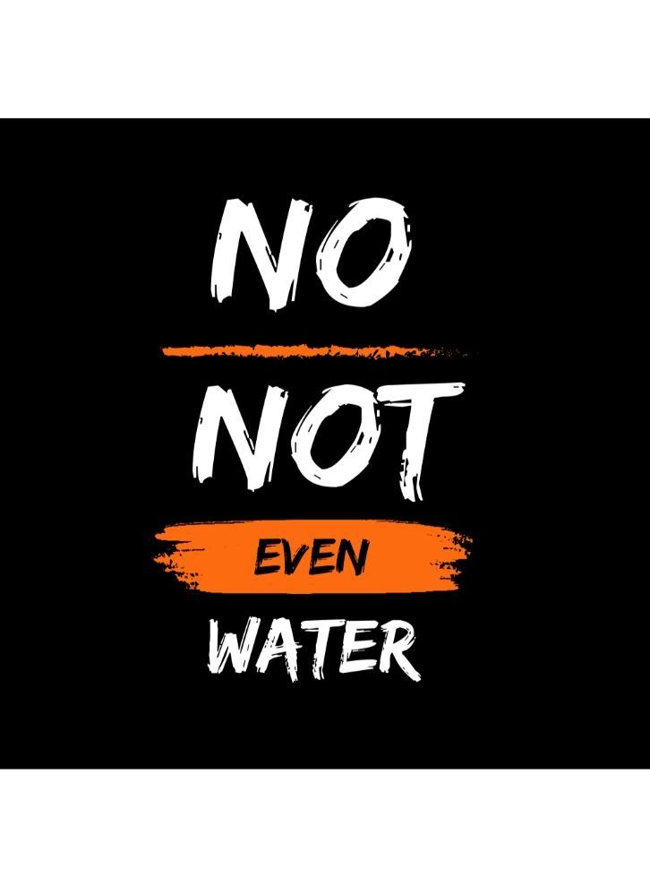 Ramadan Printed Black Tshirt-No Not Even Water-Cotton-XL-Unisex Polo Neck Tshirt-220 GSM