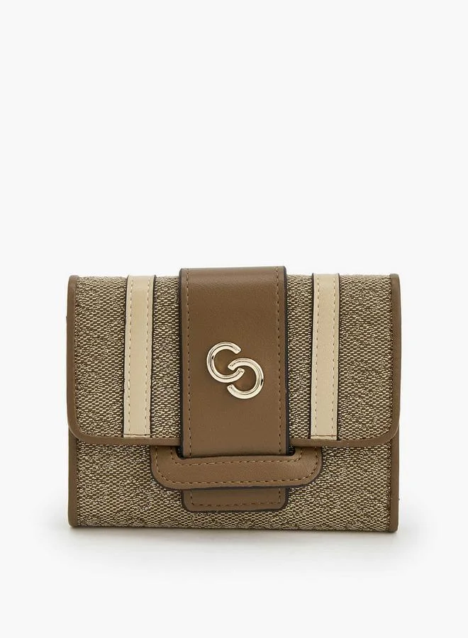 Monogram Wallet With Button Closure