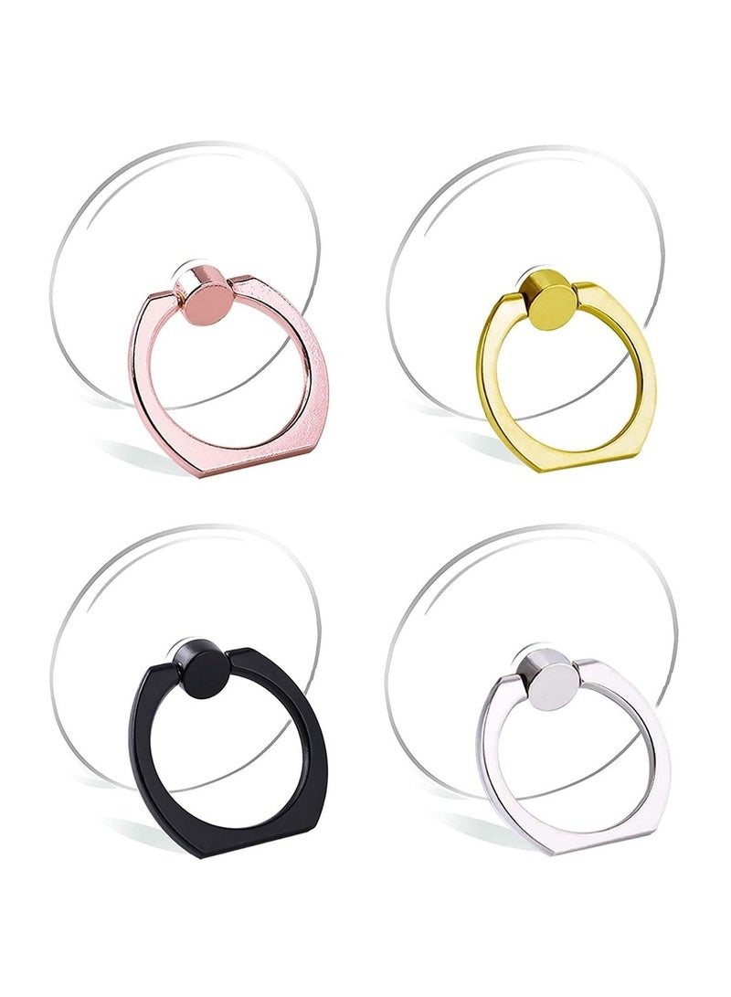 Cell Phone Ring Holder Stand Transparent Finger Grip Loop 360 Degree Rotation Stand (Black Sliver Gold Rose Gold (Round))  - Image 1