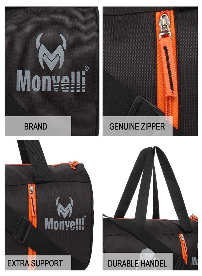 Monvelli Polyester Shoulder Gym Sports Bag for Men and Women (Black) - Image 4