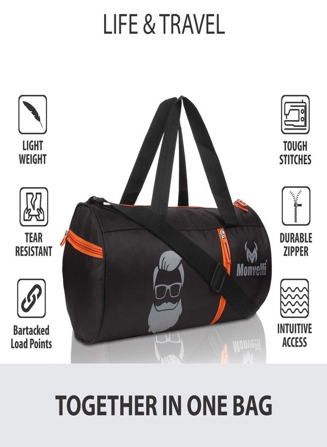 Monvelli Polyester Shoulder Gym Sports Bag for Men and Women (Black) - Image 2