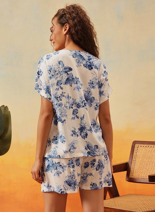 Clovia Rayon Floral Print Top and Shorts Set - Image 5
