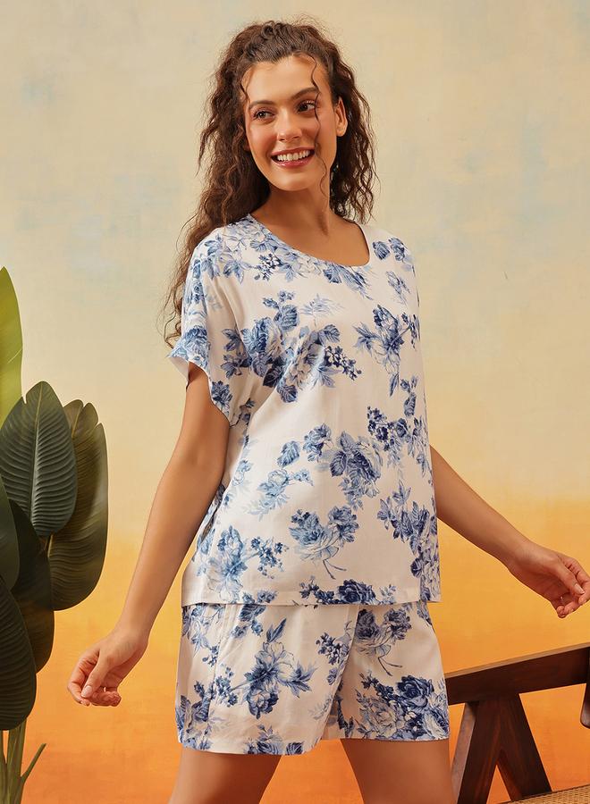 Clovia Rayon Floral Print Top and Shorts Set - Image 4