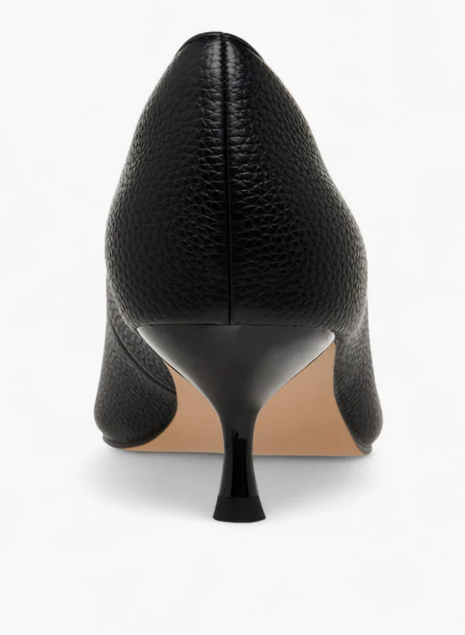 ELLE Women Logo Embellished Kitten Heel Pumps