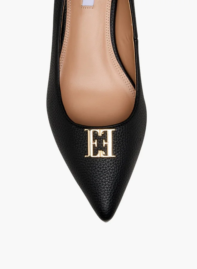 ELLE Women Logo Embellished Kitten Heel Pumps