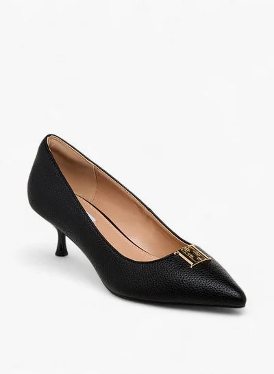 ELLE Women Logo Embellished Kitten Heel Pumps