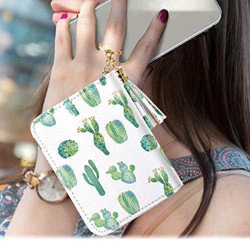 Coco Rossi Women's Small Credit Card Wallet RFID Cute Cactus Card Holder for Women with Kaychain & Keyring, Cactus - Image 5