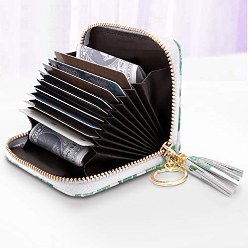 Coco Rossi Women's Small Credit Card Wallet RFID Cute Cactus Card Holder for Women with Kaychain & Keyring, Cactus - Image 2