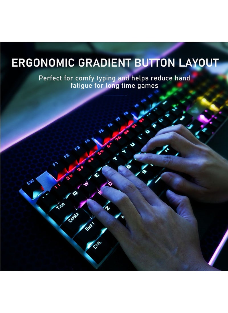 AULA - Mechanical Gaming Keyboard NKRO with Wrist Rest RGB Backlit Volume/Lighting Control Knob Fully Programmable 108-Keys Anti-Ghosting Wired Computer Keyboards for Office/Games, Black Switch - Image 1