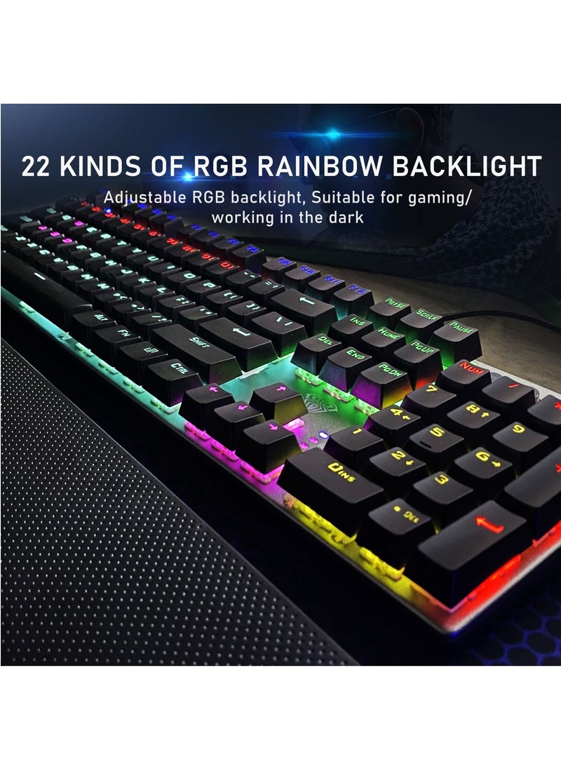 AULA Mechanical Gaming Keyboard NKRO with Wrist Rest RGB Backlit Volume/Lighting Control Knob Fully Programmable 108-Keys Anti-Ghosting Wired Computer Keyboards for Office/Games, Black Switch  - Image 5