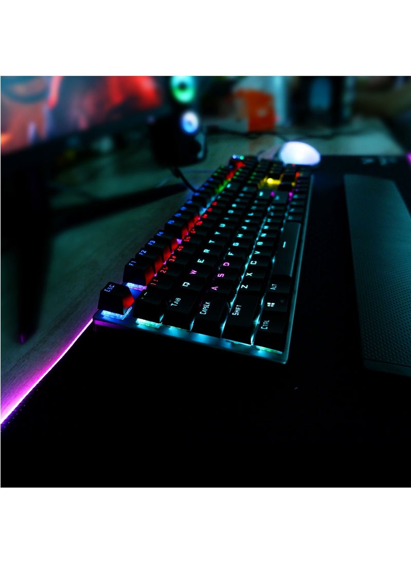 AULA - Mechanical Gaming Keyboard NKRO with Wrist Rest RGB Backlit Volume/Lighting Control Knob Fully Programmable 108-Keys Anti-Ghosting Wired Computer Keyboards for Office/Games, Black Switch - Image 1