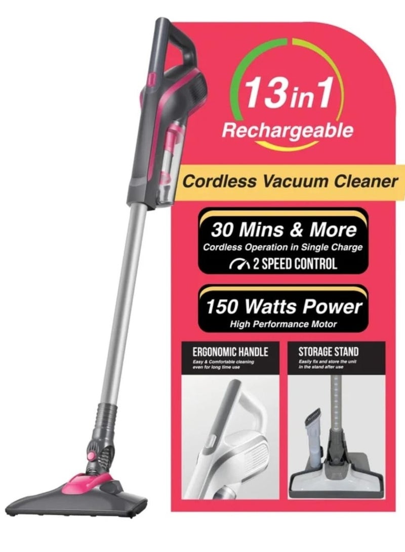 13 in 1 Cordless Rechargeable Vacuum Cleaner - 150W High Power, Lightweight Multi-Functional Stick Vacuum for Home and Car Cleaning - Image 1