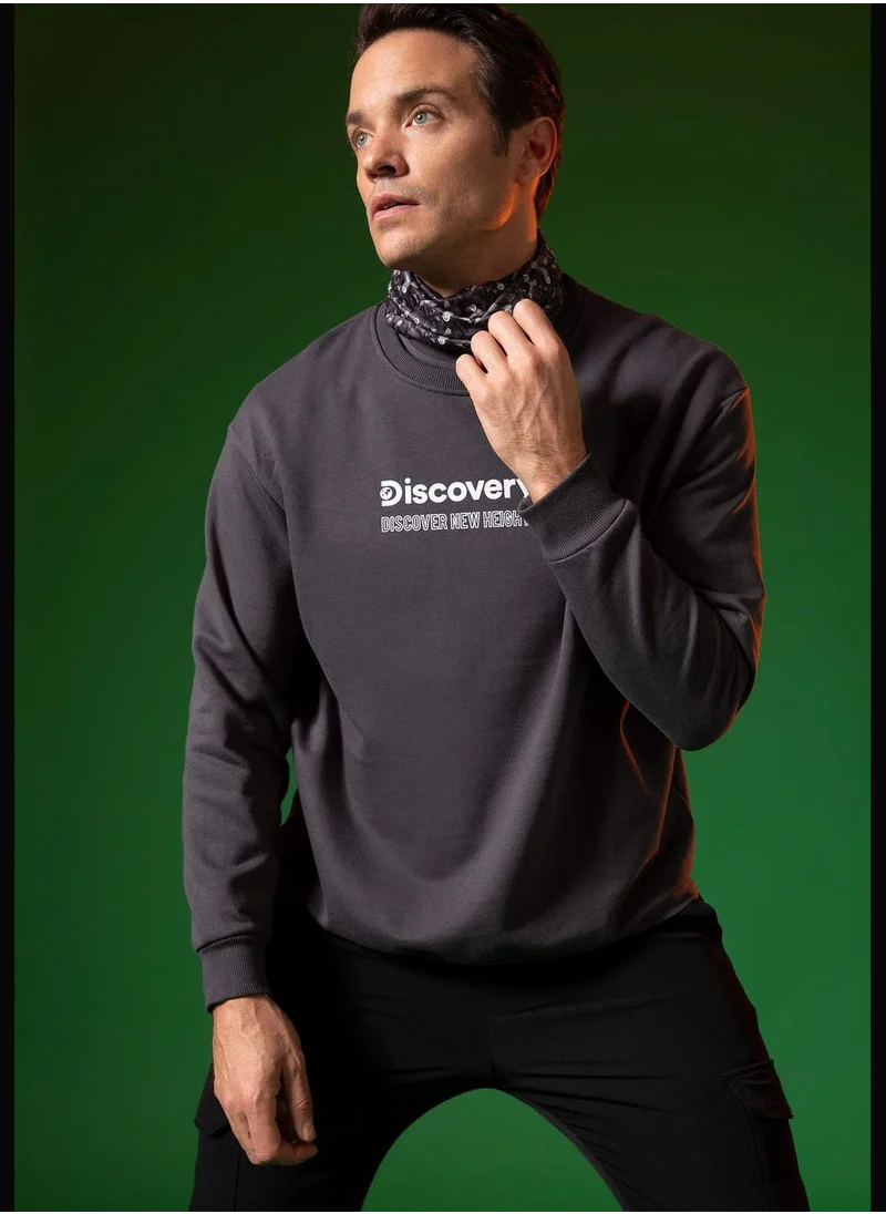 DeFacto Man Discovery Licenced Oversize Fit Crew Neck Long Sleeve Knitted Sweatshirt