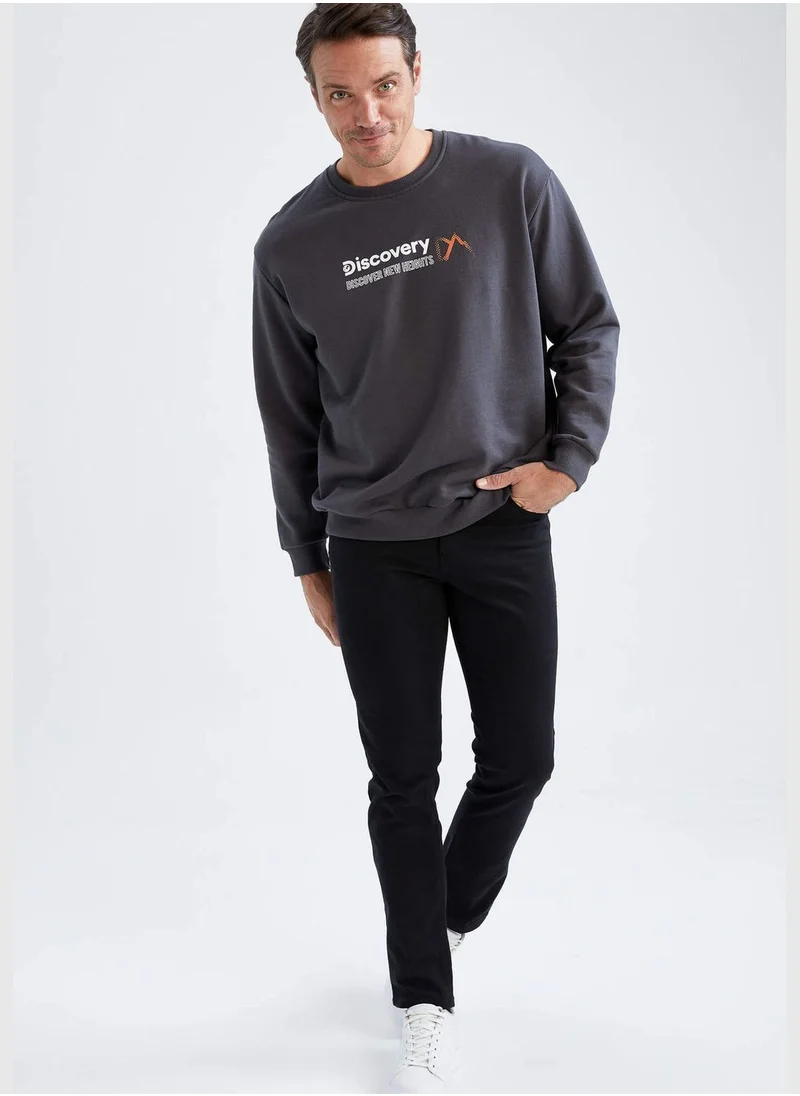 DeFacto Man Discovery Licenced Oversize Fit Crew Neck Long Sleeve Knitted Sweatshirt