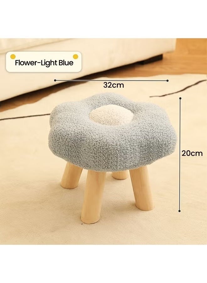 Generic Flower Stool, Step Stool Under Table, Footstool Cute Sofa Stool For Porch Living Room Bedside Apartment Blue, Winter Essentials  - Image 2