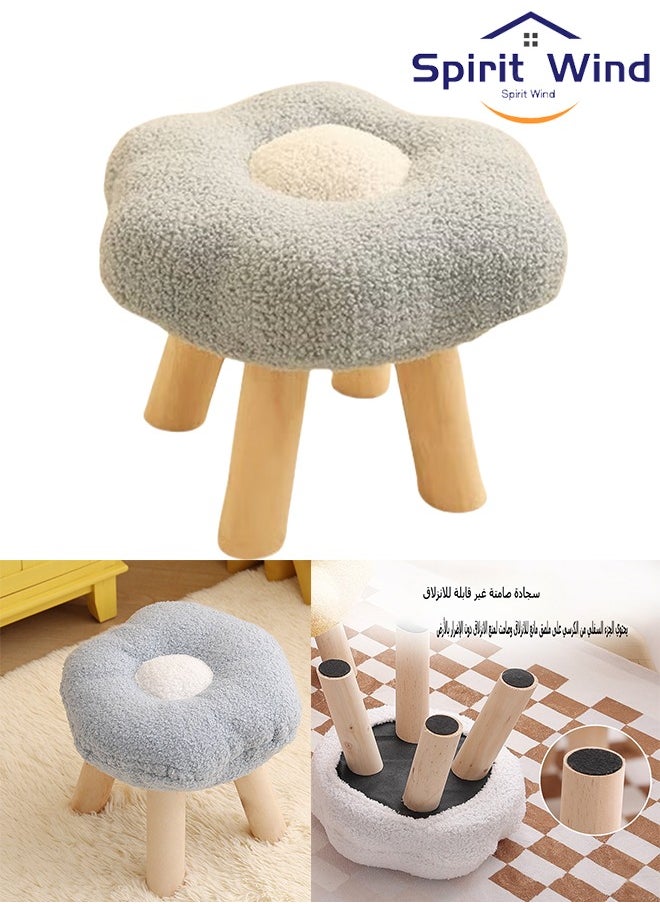 Generic Flower Stool, Step Stool Under Table, Footstool Cute Sofa Stool For Porch Living Room Bedside Apartment Blue, Winter Essentials  - Image 1