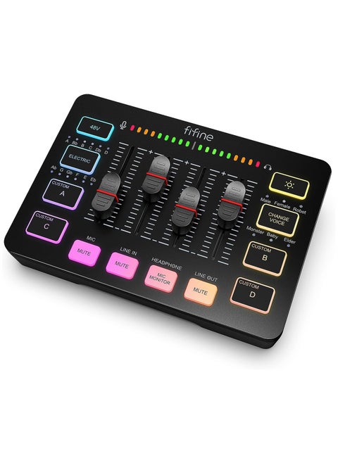 SC3 AmpliGame Gaming Audio Mixer, with XLR Microphone Interface, Individual Control, Volume Fader, Mute Button, 48V Phantom Power