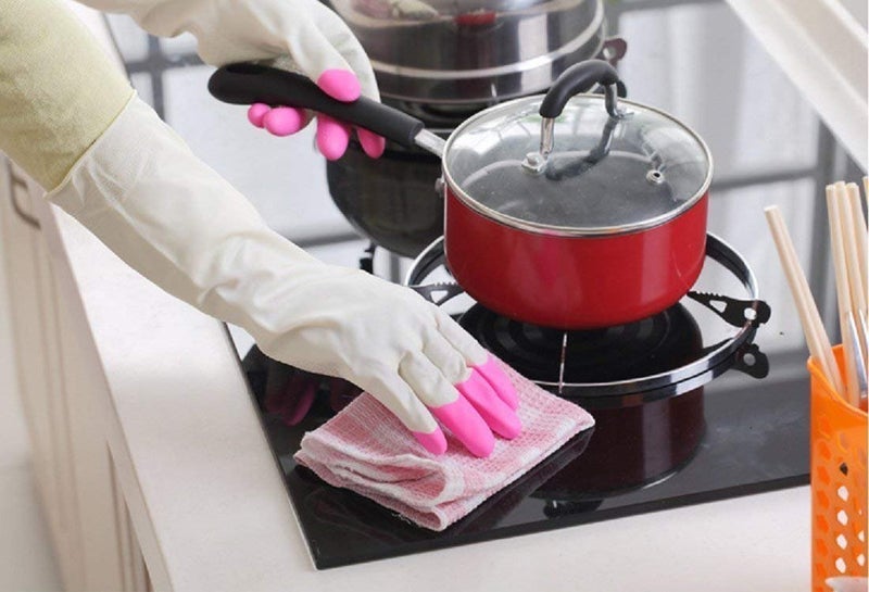 Amzgear Silicone Gloves for Dish Washing, Car Washing, Pet Bathing, Kitchen and Household Use - Reusable Scrubbing Hand Gloves, Random Color, 1 Pair - Image 4