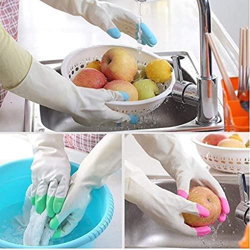 Amzgear Silicone Gloves for Dish Washing, Car Washing, Pet Bathing, Kitchen and Household Use - Reusable Scrubbing Hand Gloves, Random Color, 1 Pair - Image 2